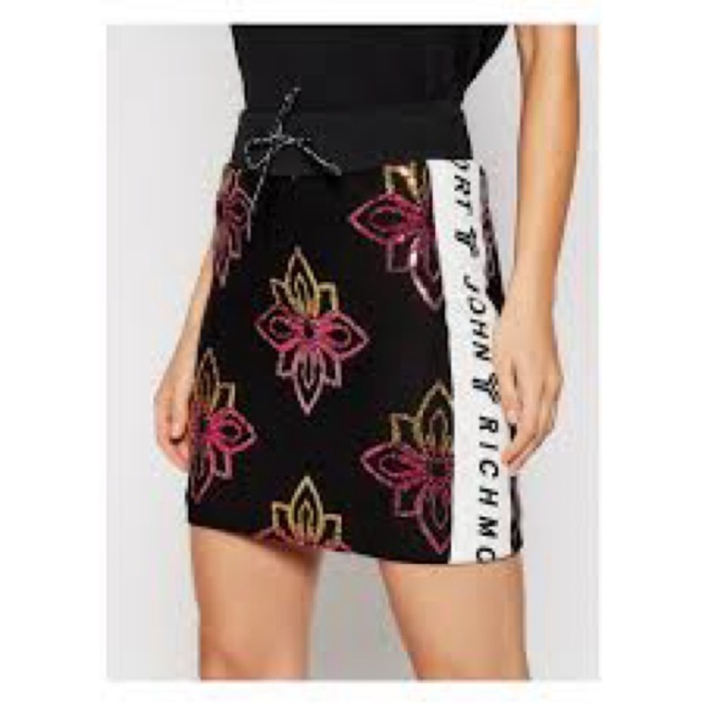 RARE John Richmond Sport Sequin Drawstring Mini Skirt Size M Made in Italy SZ M